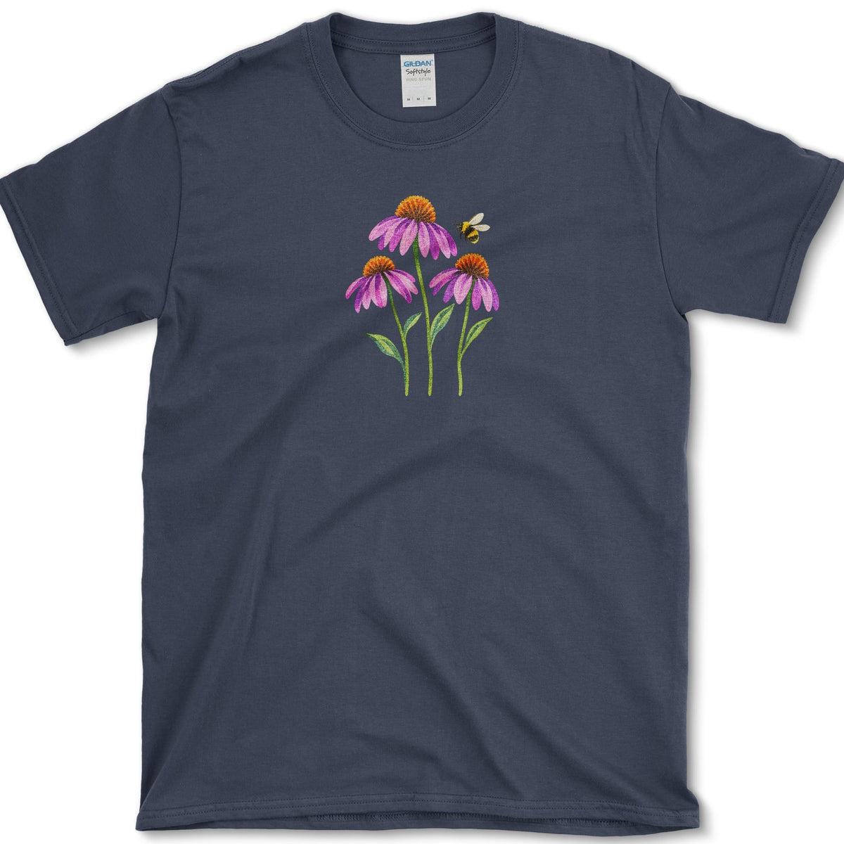 Soft Coneflowers T-Shirt Navy / S Essential Tees
