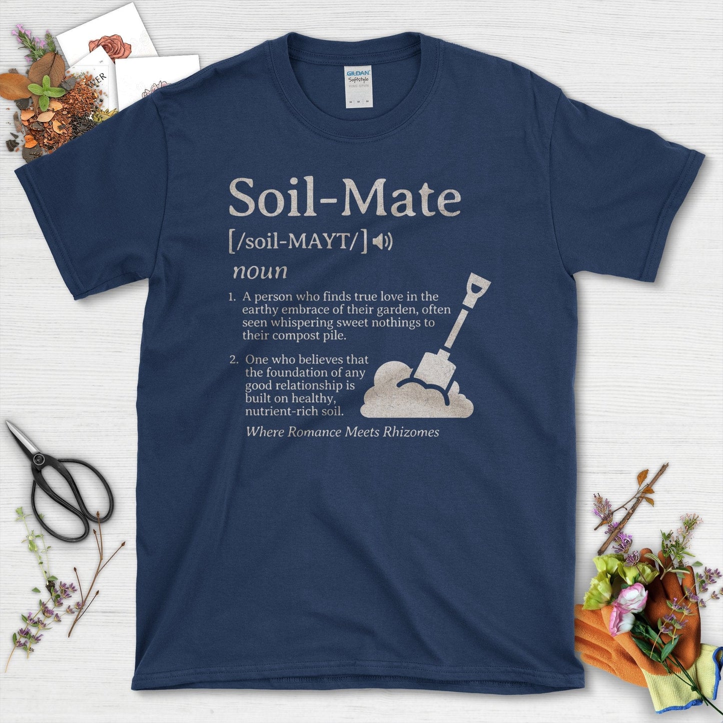 Soil-Mate Definition Funny Garden Lover T-Shirt Navy / S T-Shirt