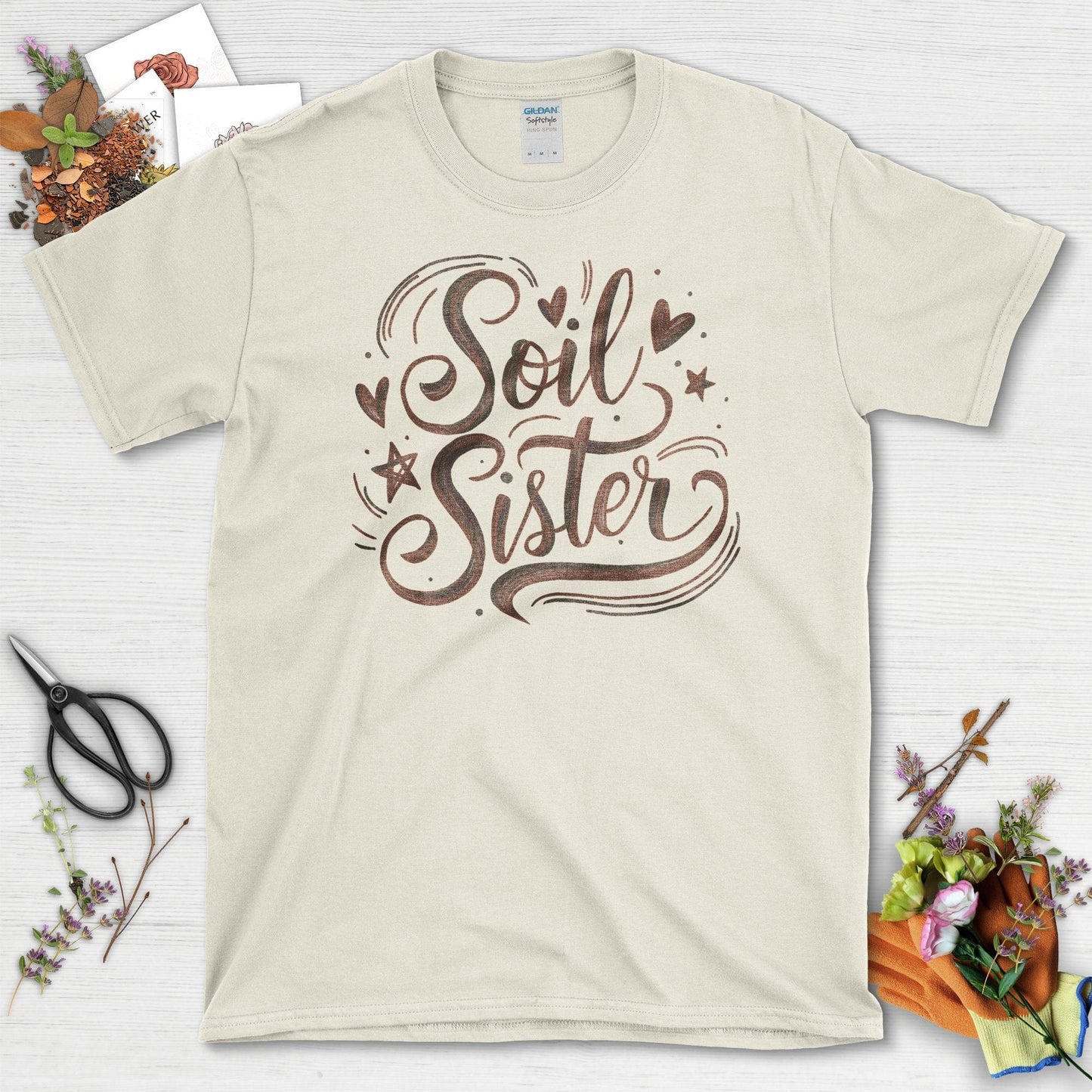 Soil Sister Garden and Gardening Theme T-Shirt Natural / S T-Shirt