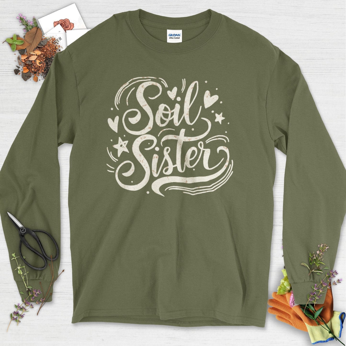 Soil Sister Garden Long Sleeve Military Green / S Physical Item