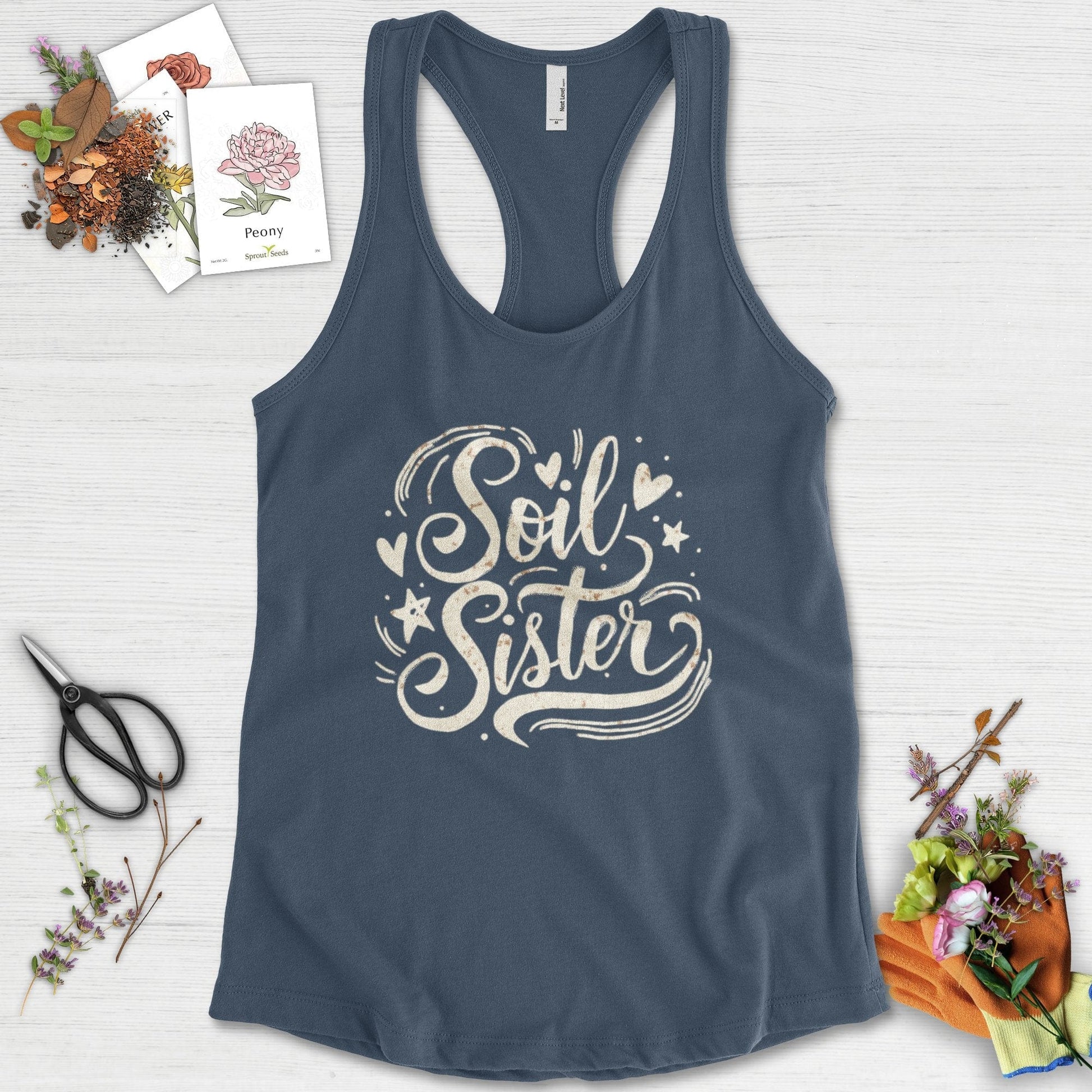 Soil Sister Garden Racerback Racerback / XS / Indigo Physical Item