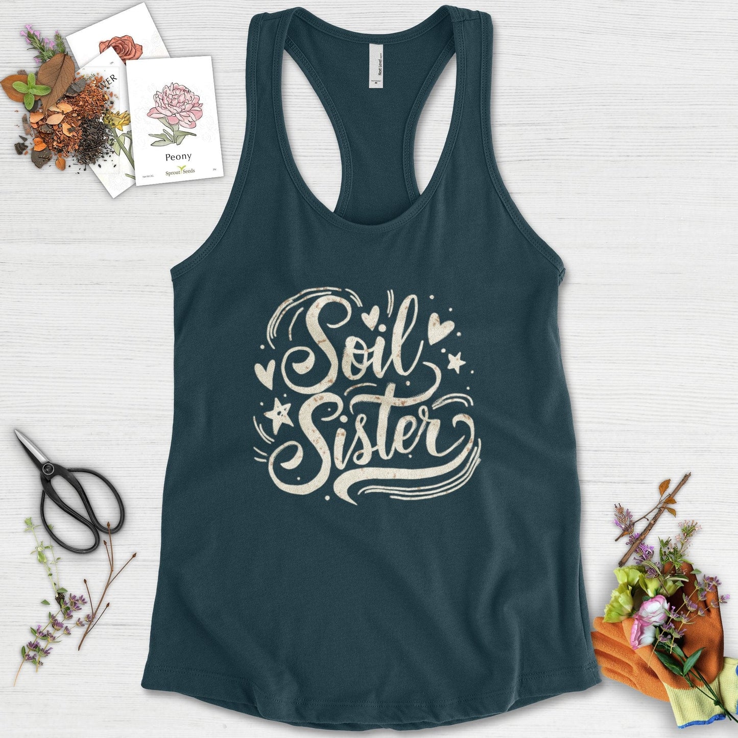 Soil Sister Garden Racerback Racerback / XS / Midnight Navy Physical Item