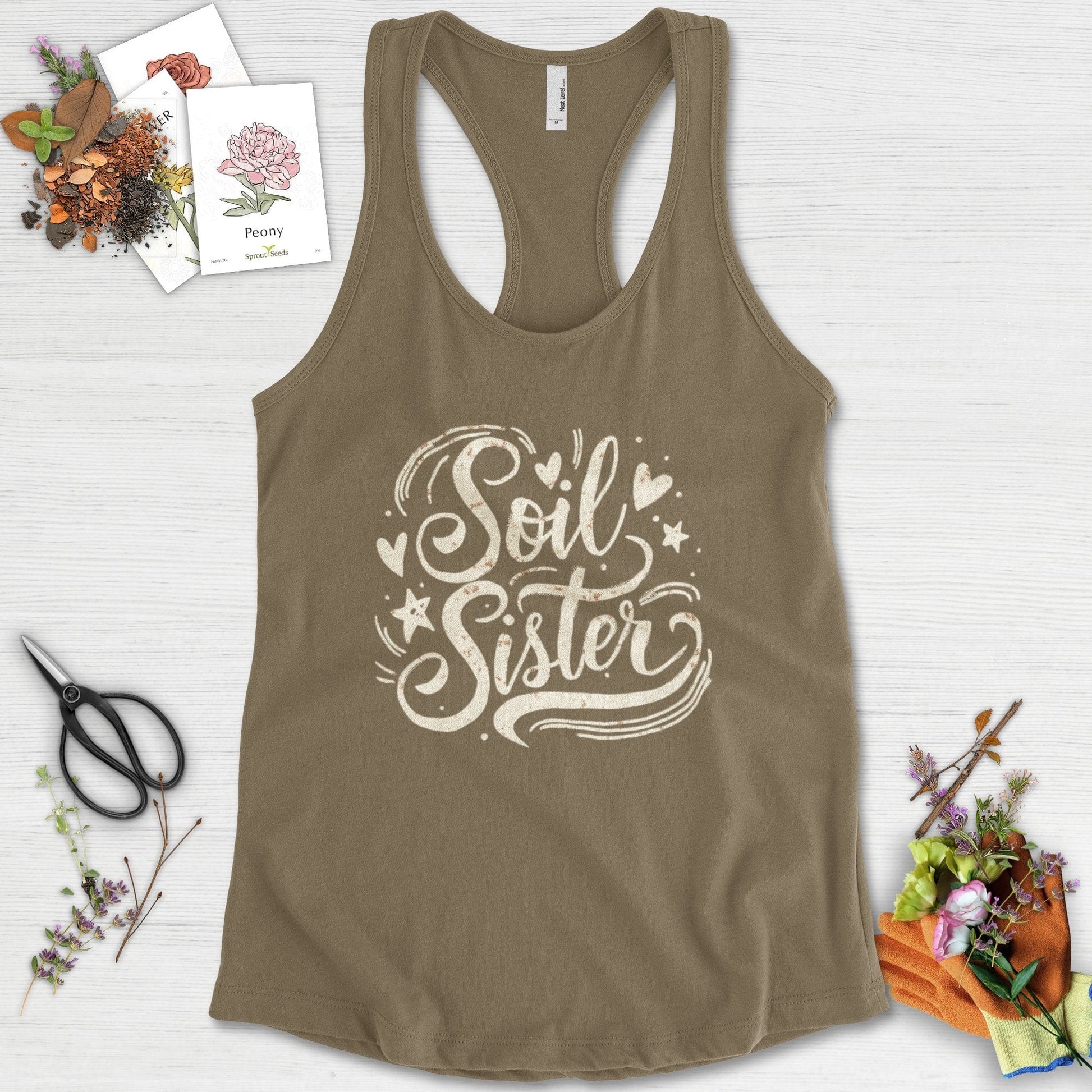 Soil Sister Garden Racerback Racerback / XS / Military Green Physical Item