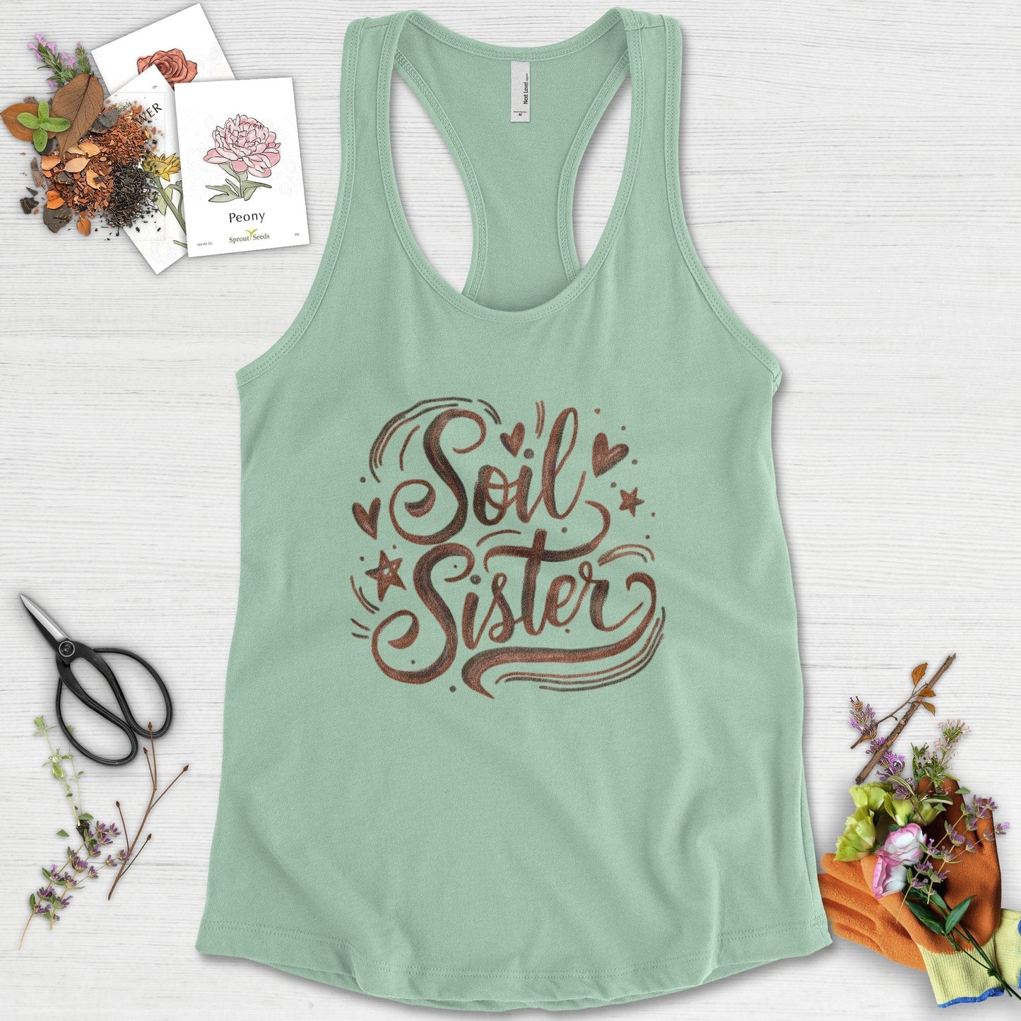 Soil Sister Garden Racerback Racerback / XS / Mint Physical Item
