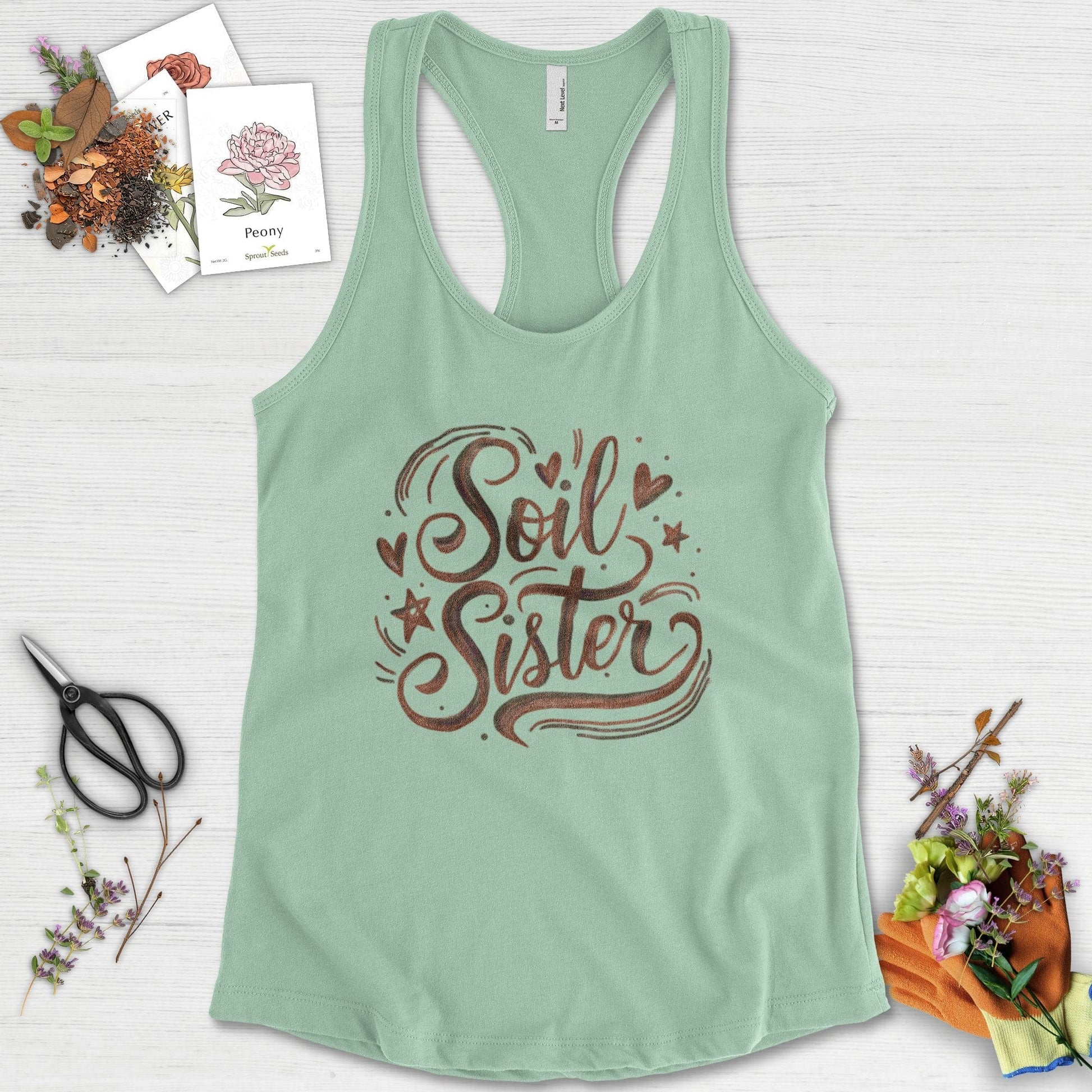 Soil Sister Garden Racerback Racerback / XS / Mint Physical Item