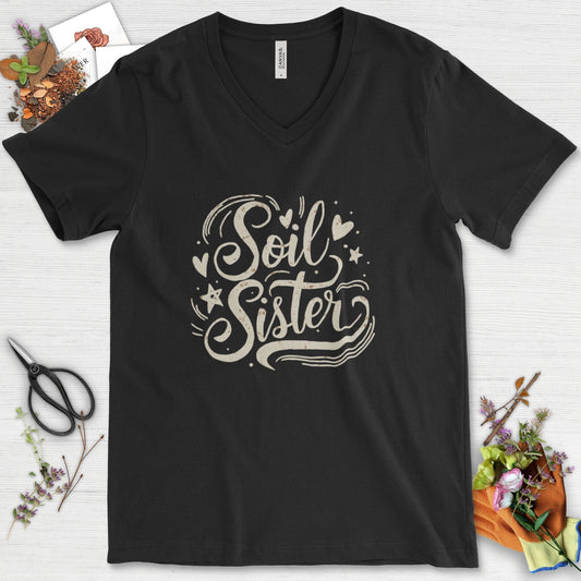 Soil Sister Garden V-Neck Black / S T-Shirt