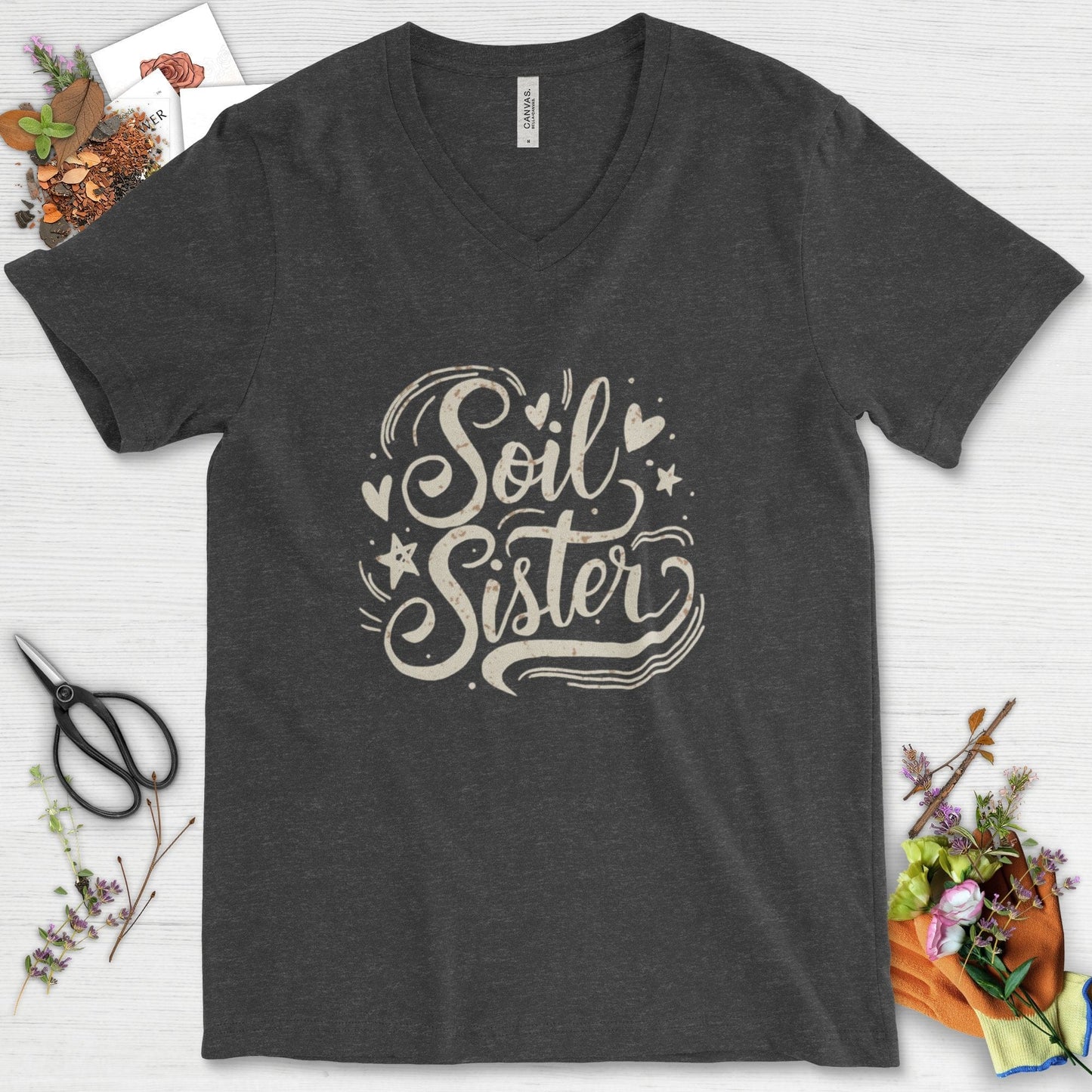 Soil Sister Garden V-Neck Dark Grey Heather / S T-Shirt