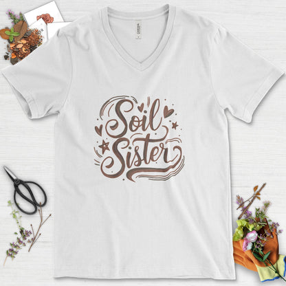 Soil Sister Garden V-Neck White / S T-Shirt