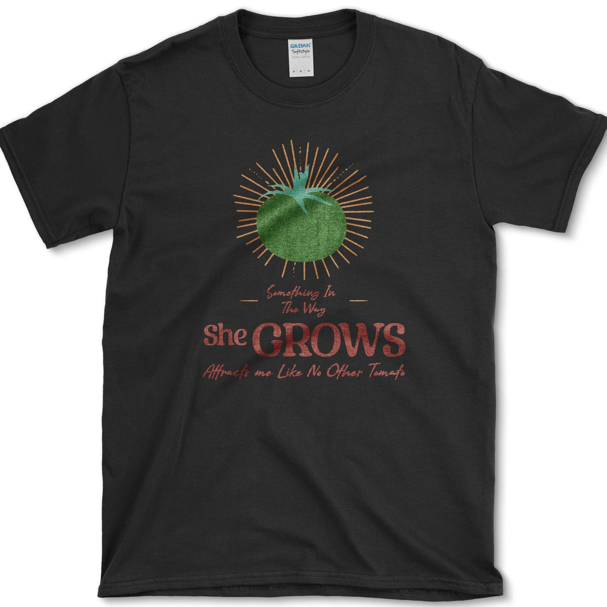 Something in the Way She Grows Tomato T-Shirt S / Black Essential Tees
