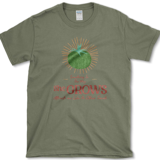 Something in the Way She Grows Tomato T-Shirt S / Military Green Essential Tees