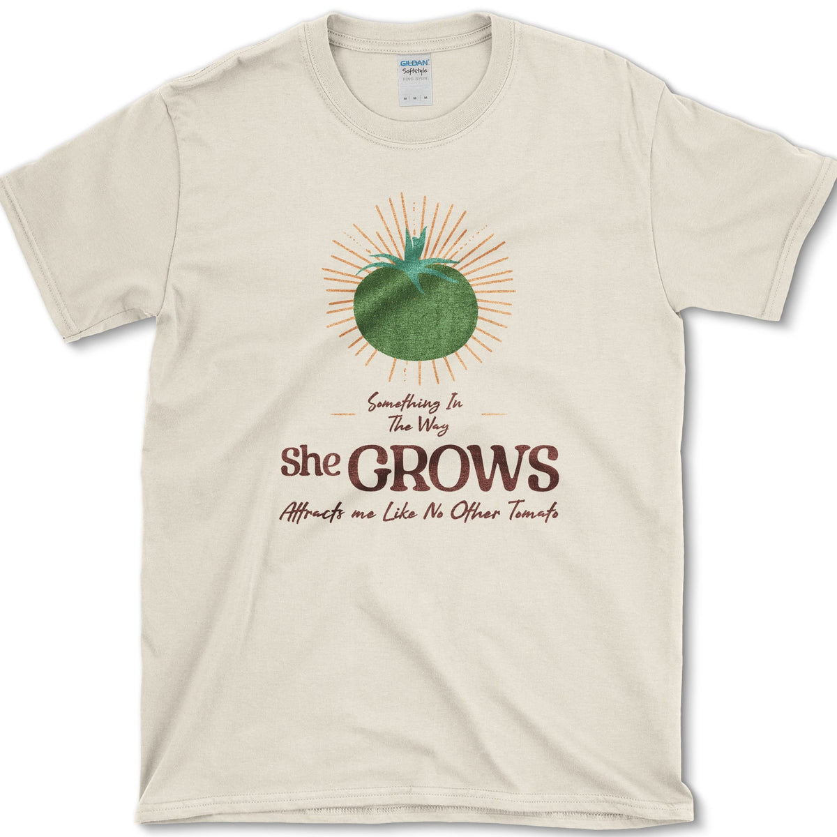 Something in the Way She Grows Tomato T-Shirt S / Natural Essential Tees