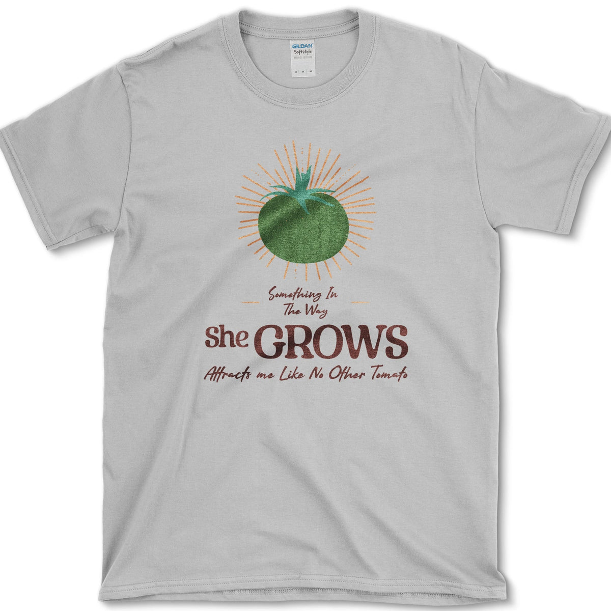 Something in the Way She Grows Tomato T-Shirt S / Sport Grey Essential Tees
