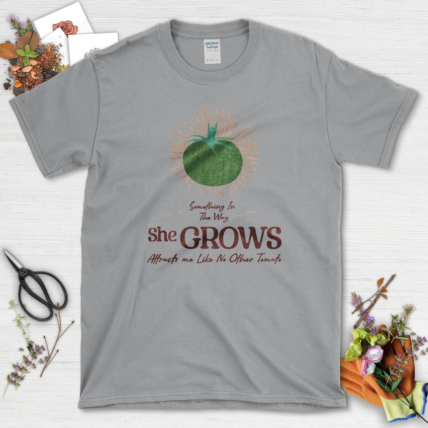 Something in the Way She Grows Tomato T-Shirt Sport Grey / S Physical Item