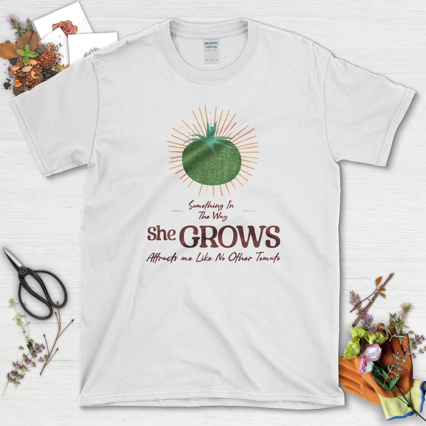Something in the Way She Grows Tomato T-Shirt White / S Physical Item