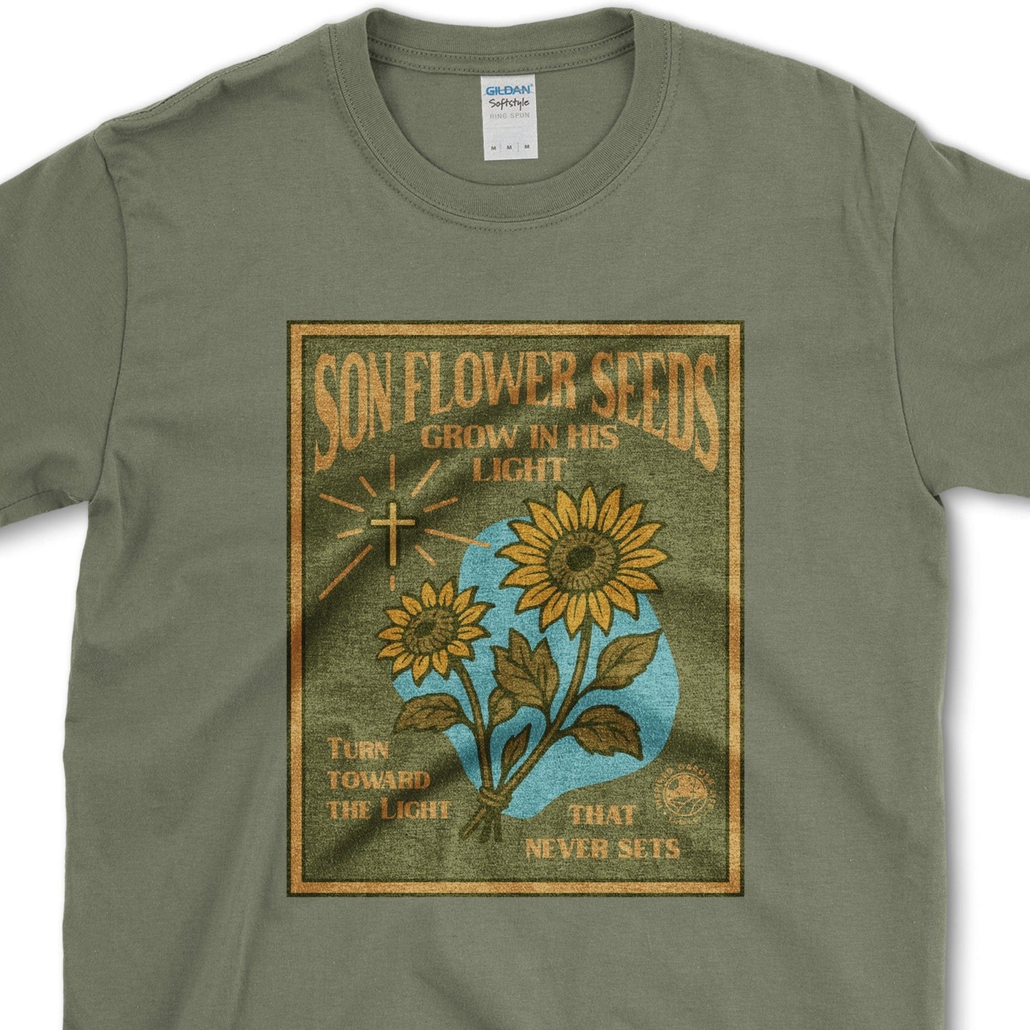Son Flower Seeds T-Shirt Essential Tees / S / Military Green Physical Item