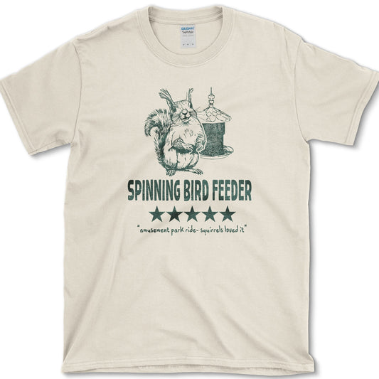 Spinning Bird Feeder Squirrel T-Shirt Natural / S Essential Tees