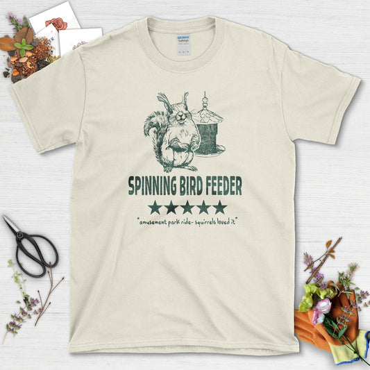 Spinning Bird Feeder Squirrel T-Shirt Natural / S T-Shirt