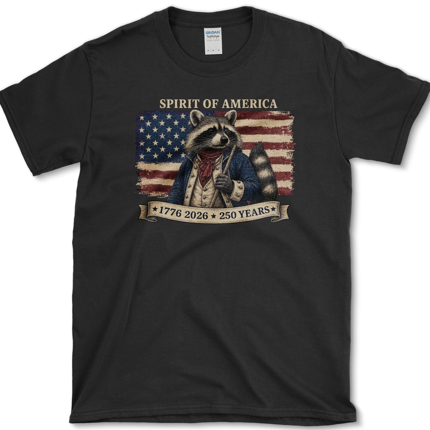 Spirit Of America Raccoon T-Shirt S / Black Essential Tees