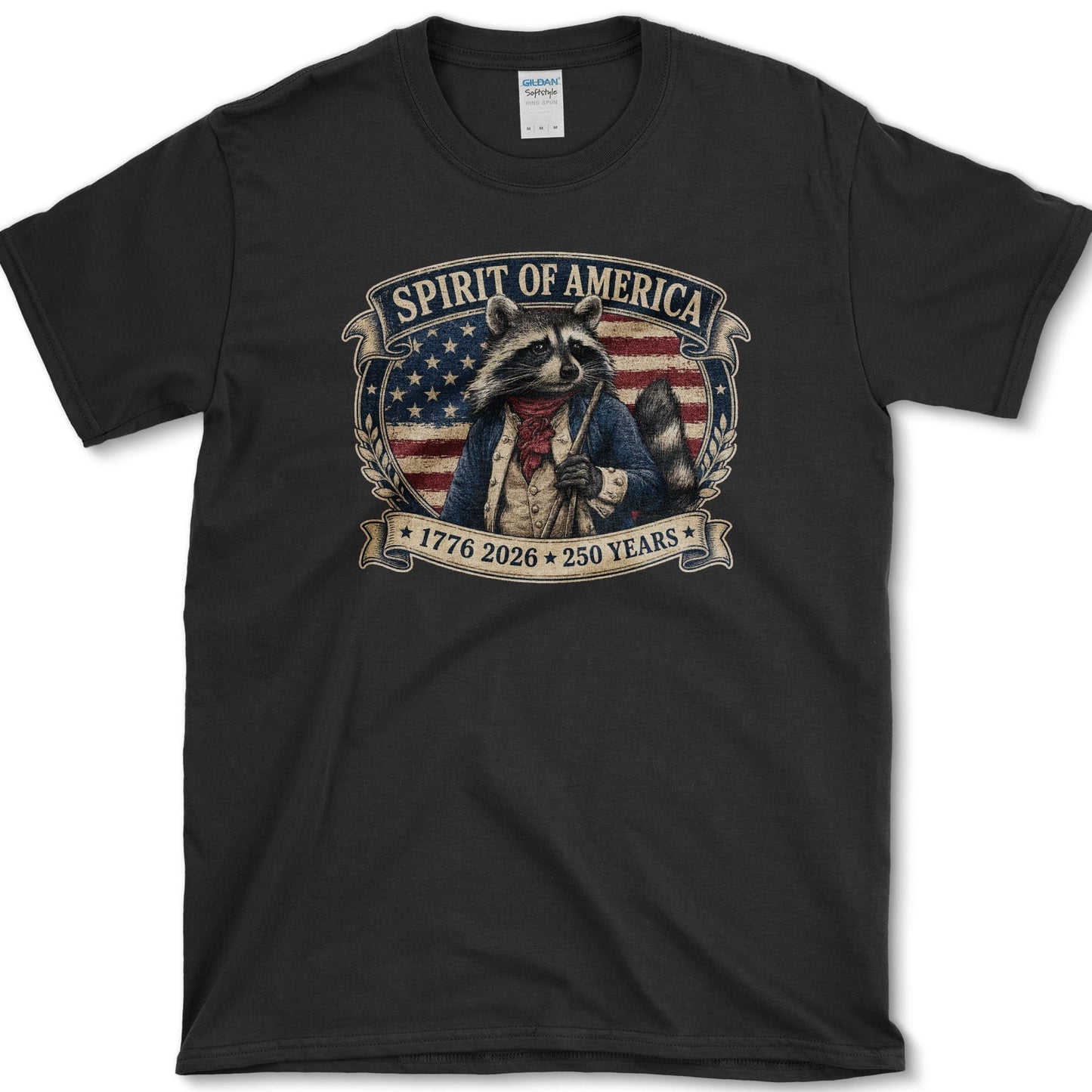 Spirit Of America Raccoon T-Shirt S / Black Essential Tees