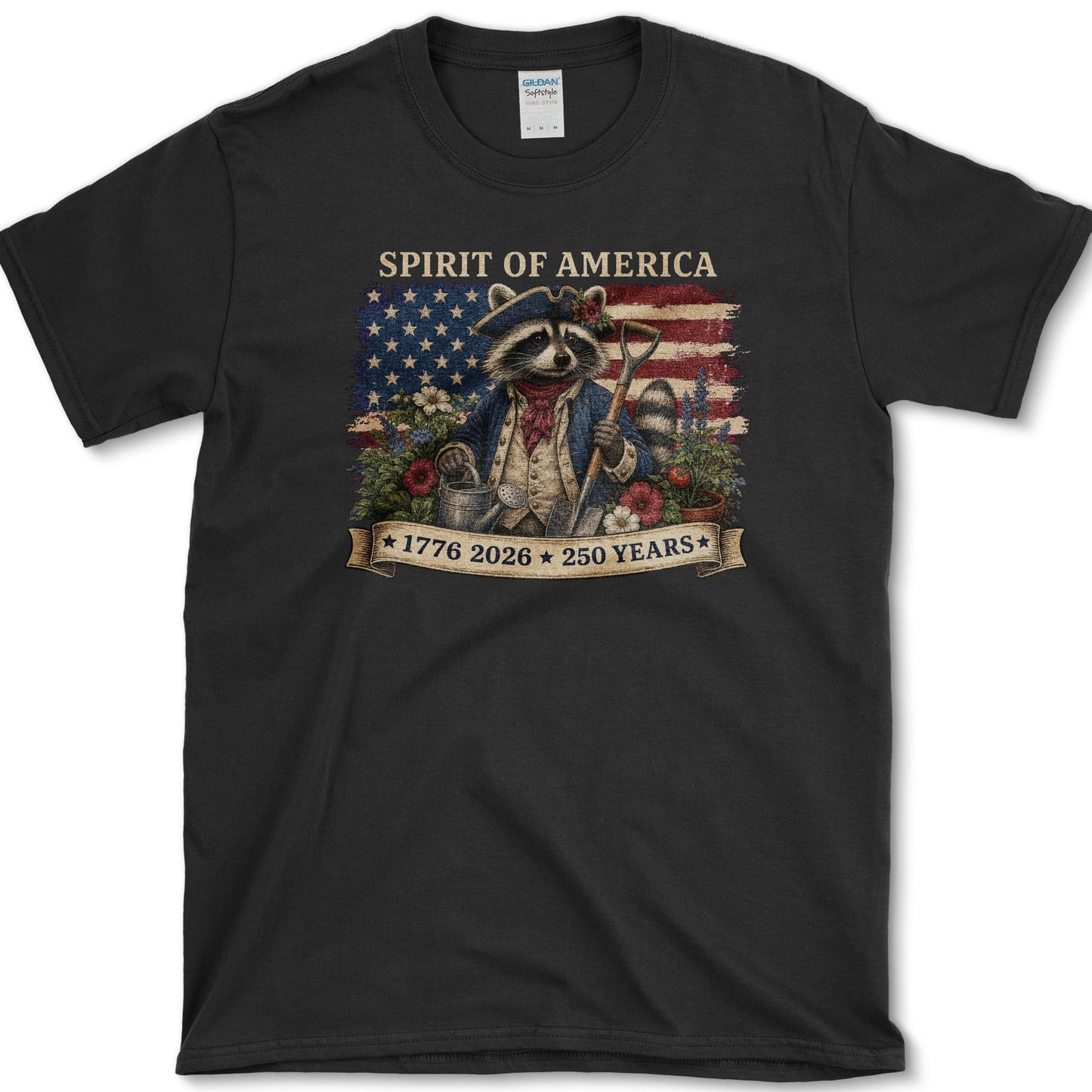 Spirit Of America Raccoon T-Shirt S / Black Essential Tees