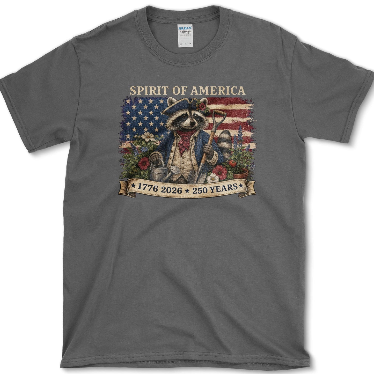 Spirit Of America Raccoon T-Shirt S / Dark Heather Essential Tees