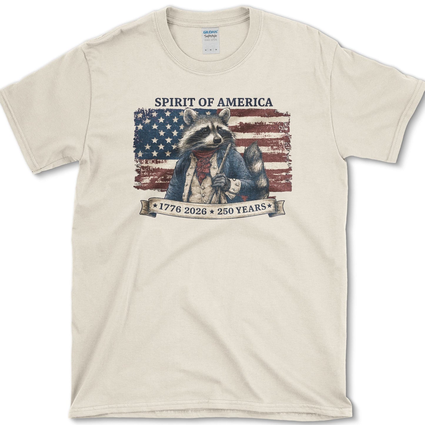 Spirit Of America Raccoon T-Shirt S / Natural Essential Tees