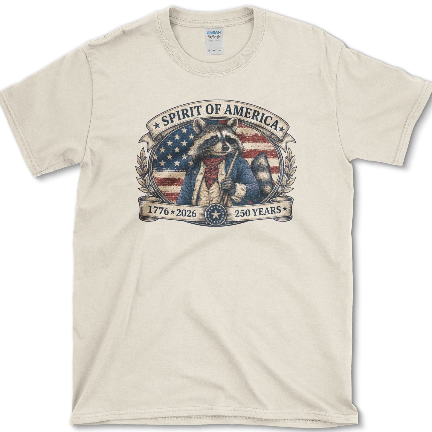 Spirit Of America Raccoon T-Shirt S / Natural Essential Tees