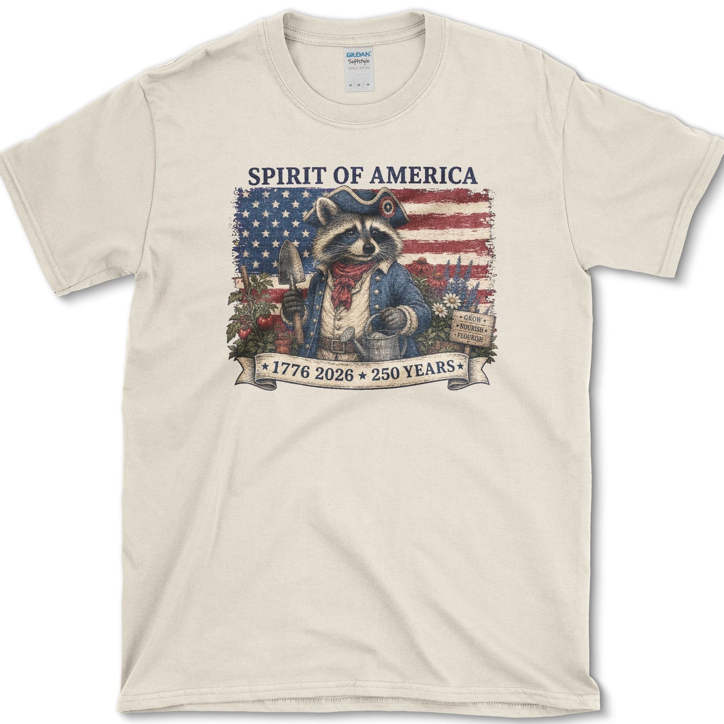 Spirit Of America Raccoon T-Shirt S / Natural Essential Tees