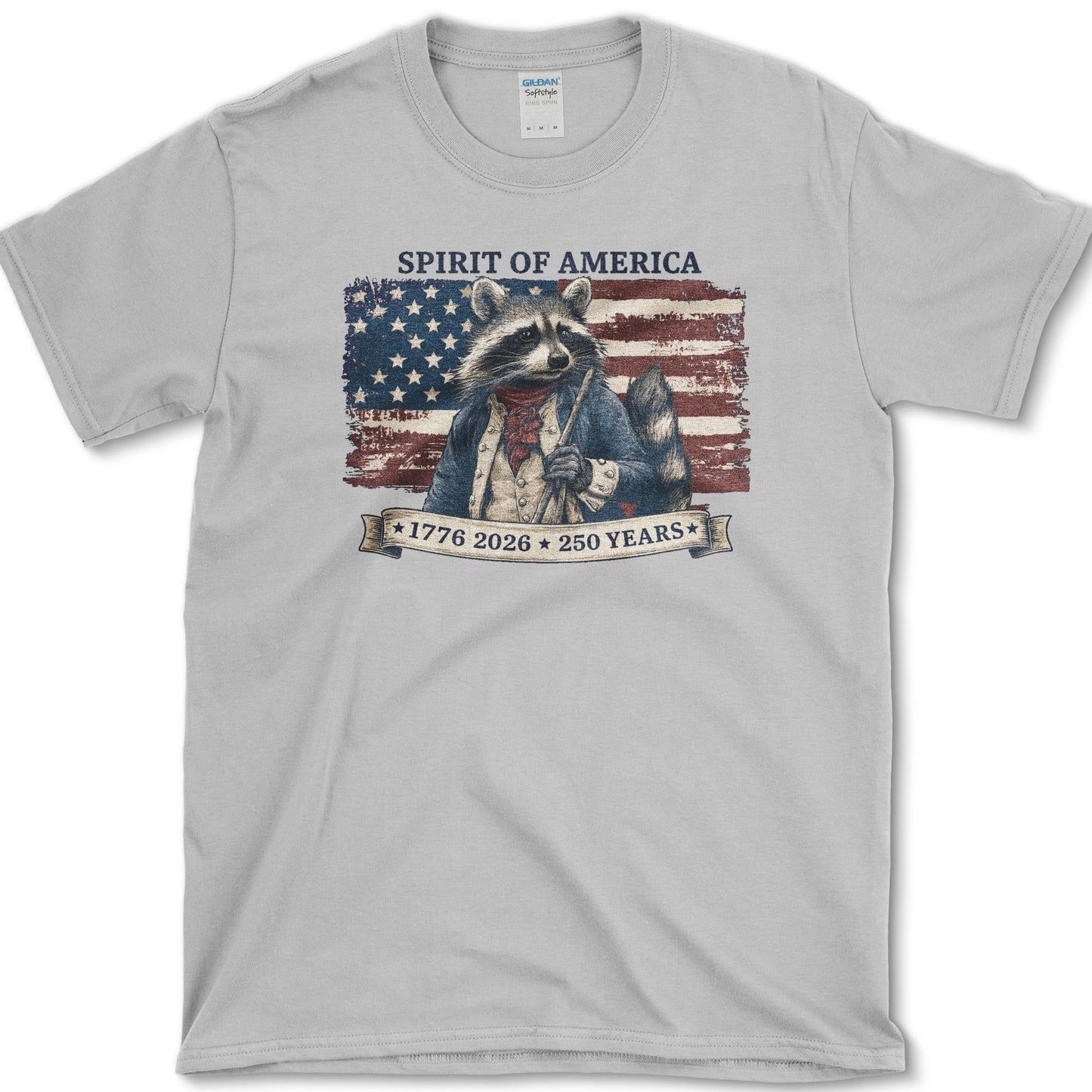 Spirit Of America Raccoon T-Shirt S / Sport Grey Essential Tees