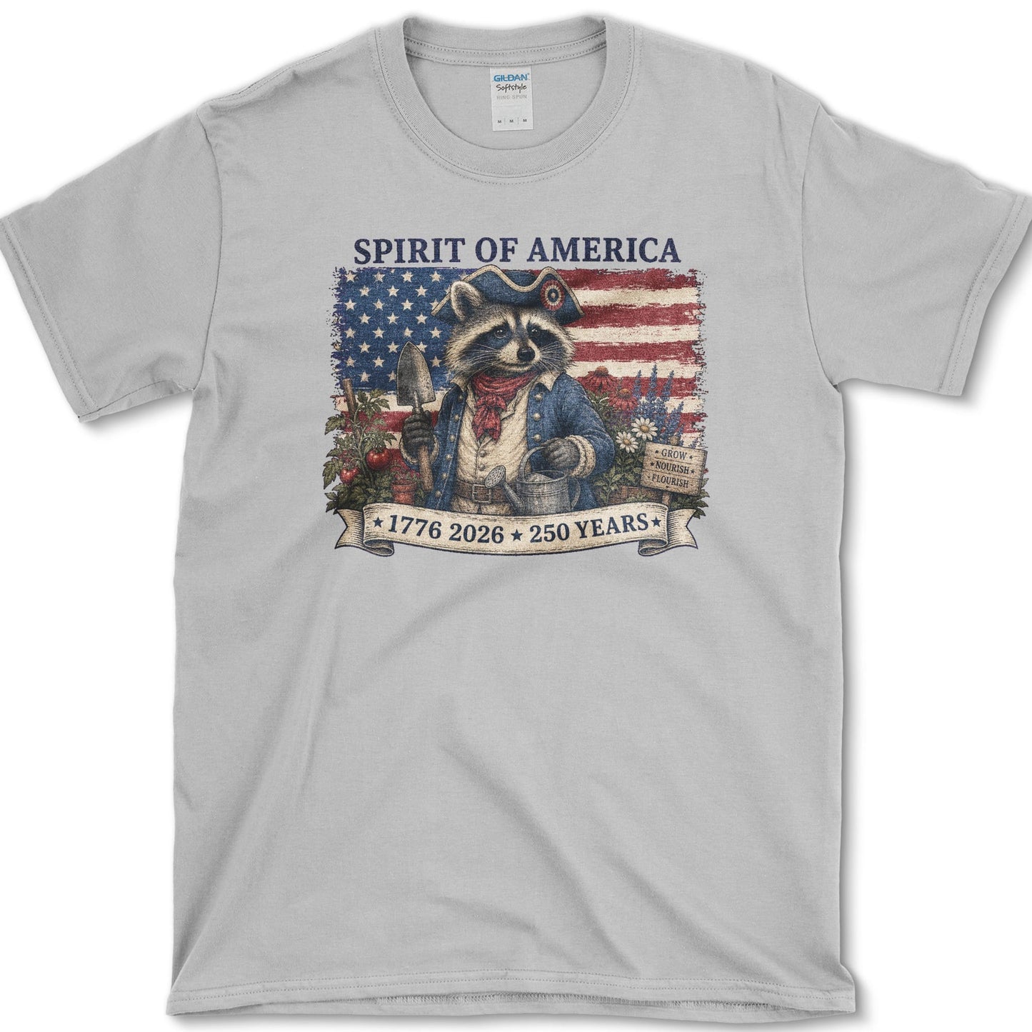 Spirit Of America Raccoon T-Shirt S / Sport Grey Essential Tees