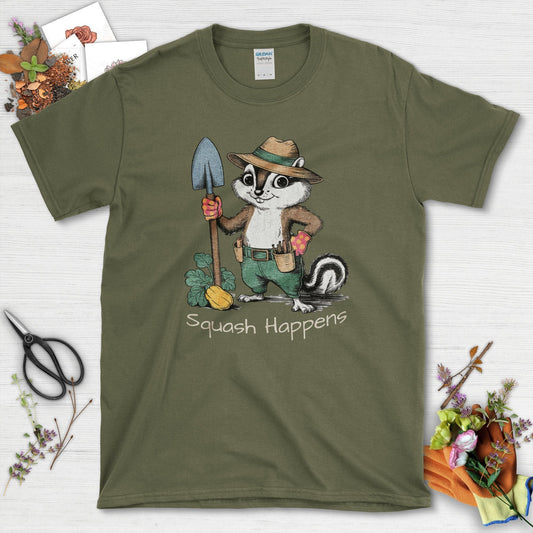 Squash Happens T-Shirt T-Shirts / S / Military Green Physical Item