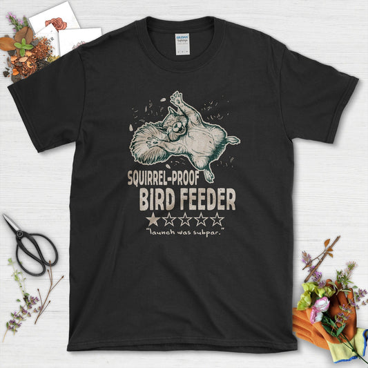 Squirrel Bird Feeder T-Shirt Black / S T-Shirt