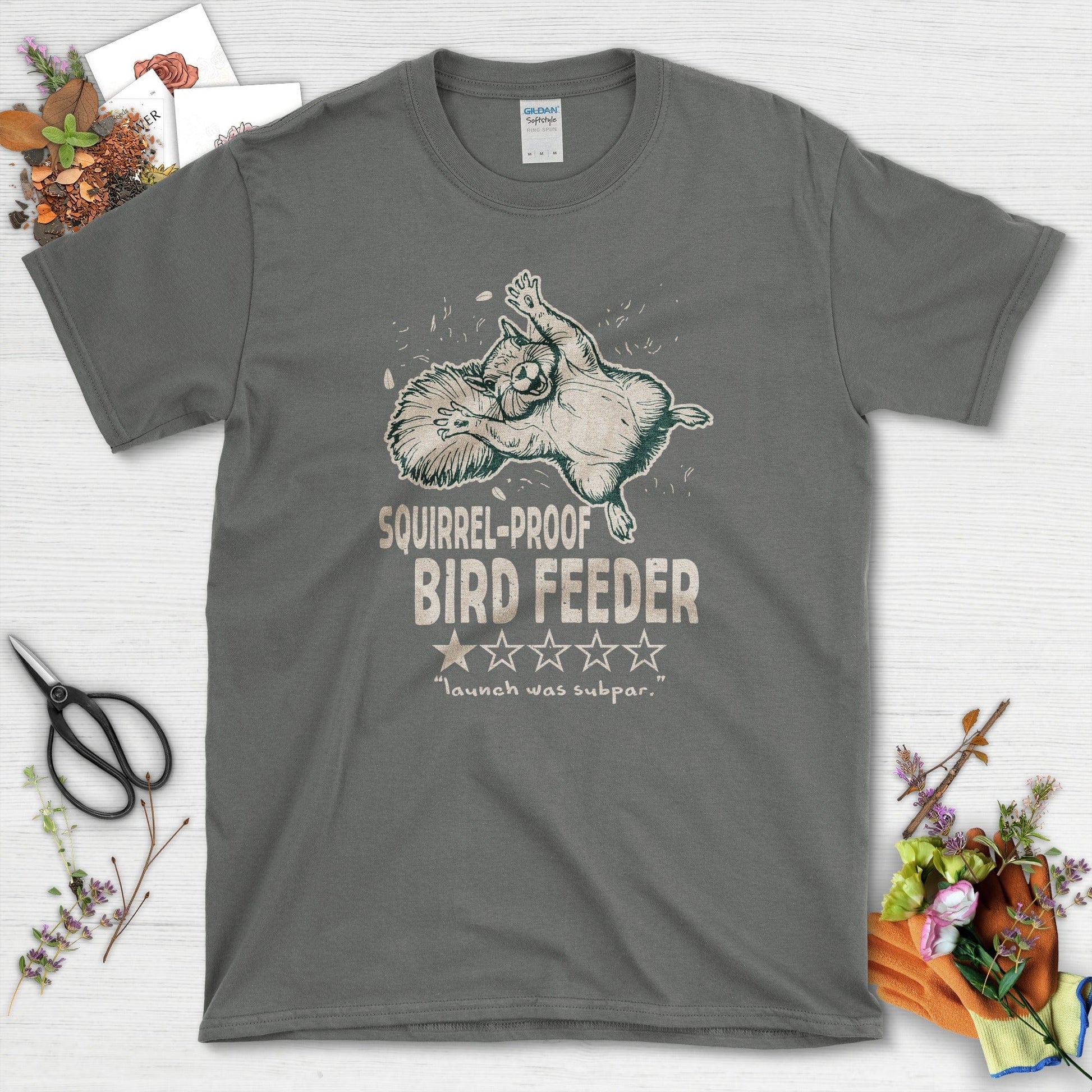 Squirrel Bird Feeder T-Shirt Charcoal / S T-Shirt