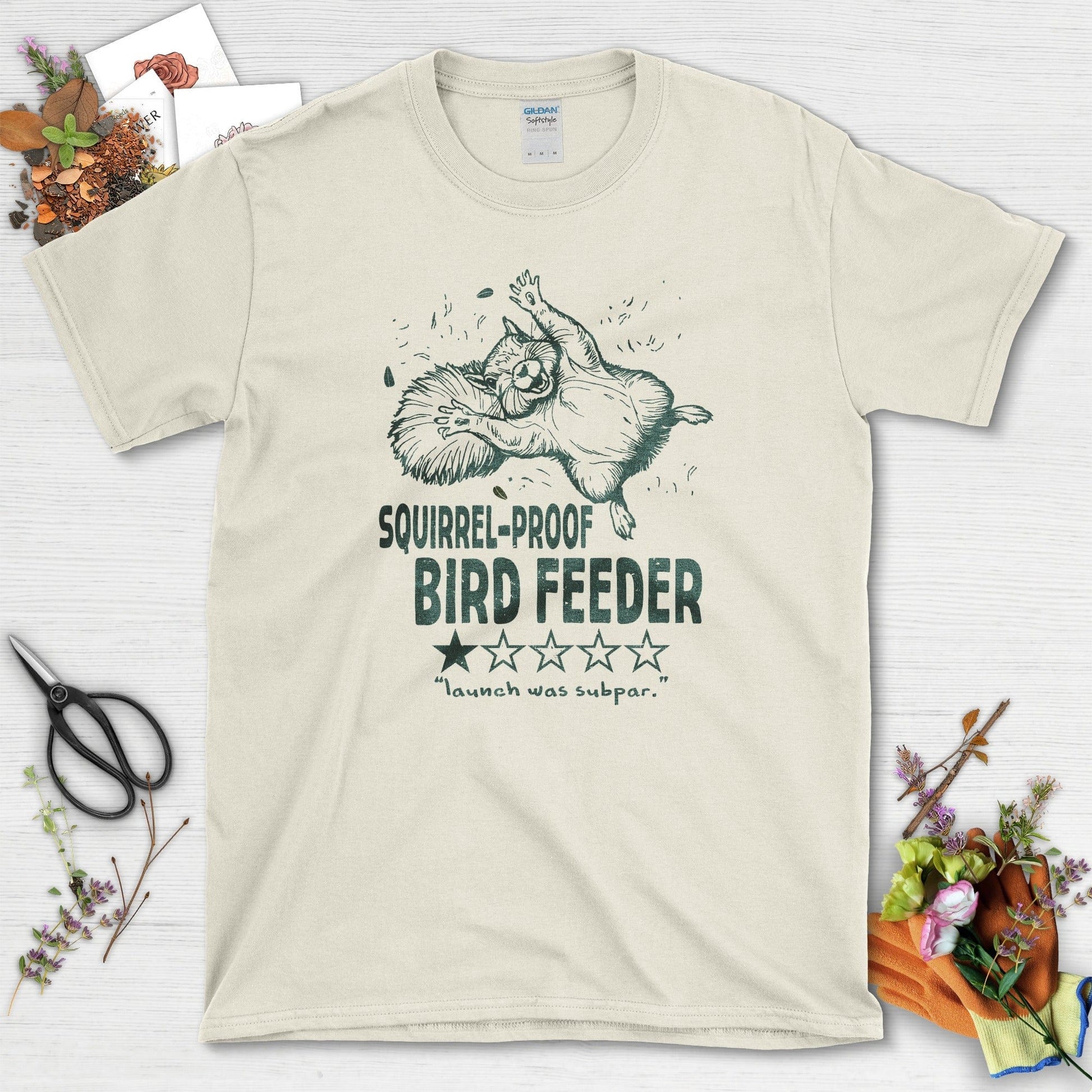Squirrel Bird Feeder T-Shirt Natural / S T-Shirt