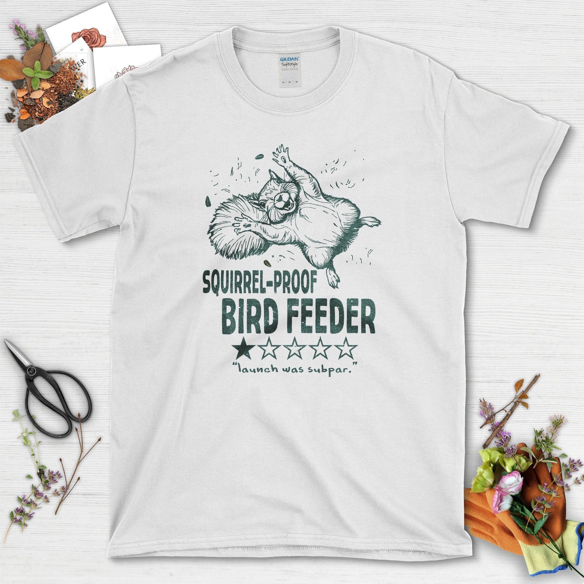 Squirrel Bird Feeder T-Shirt White / S T-Shirt