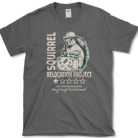 Squirrel Relocation Project T-Shirt Dark Heather / S Essential Tees