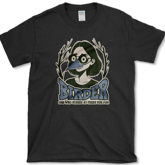 Stares Trees Bird Lover T-Shirt Black / S Essential Tees