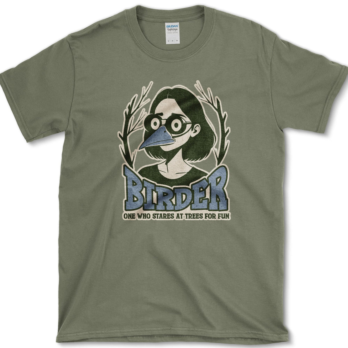 Stares Trees Bird Lover T-Shirt Military Green / S Essential Tees