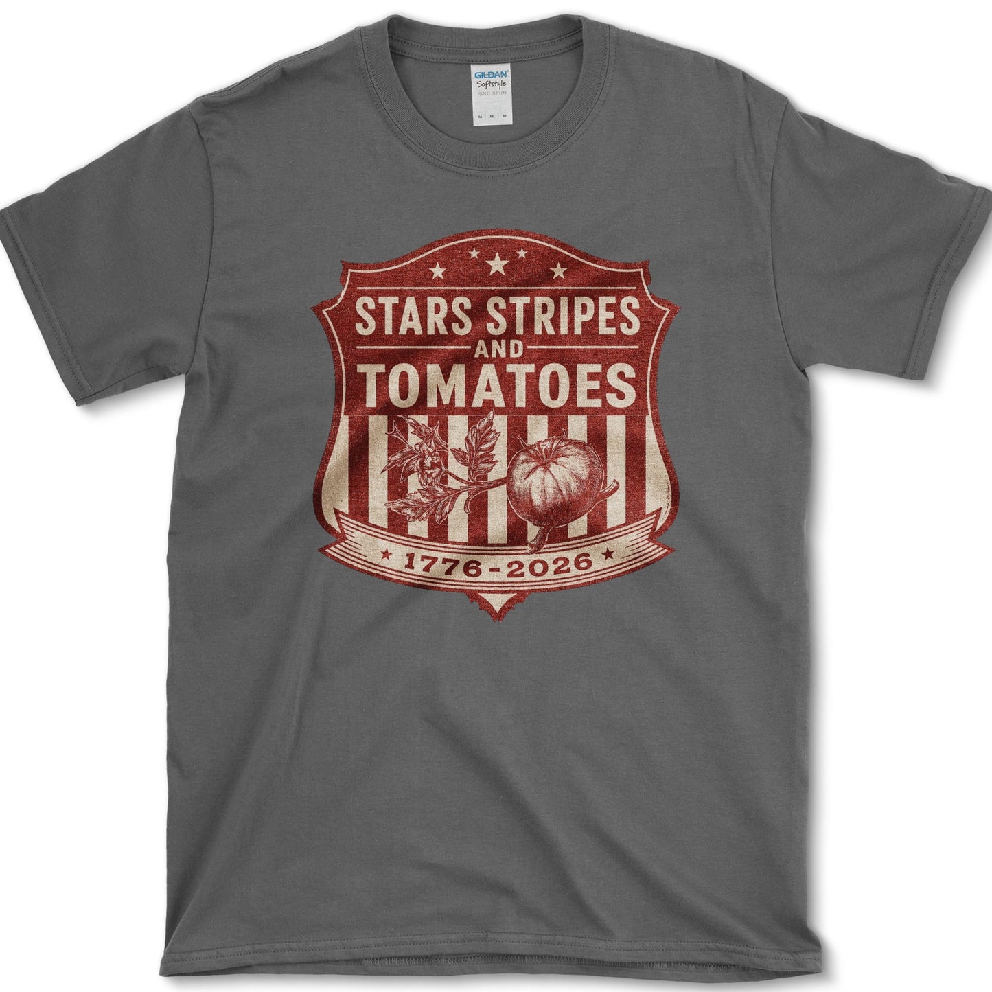 Stars Stripes Tomatoes T-Shirt S / Dark Heather Essential Tees