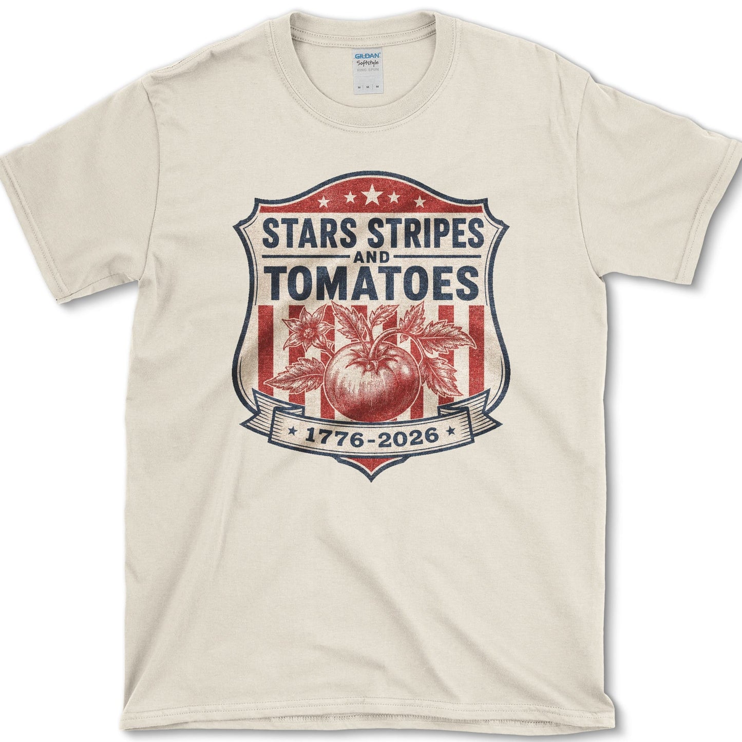 Stars Stripes Tomatoes T-Shirt S / Natural Essential Tees