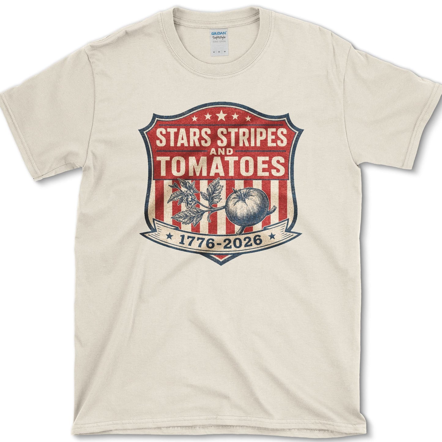 Stars Stripes Tomatoes T-Shirt S / Natural Essential Tees