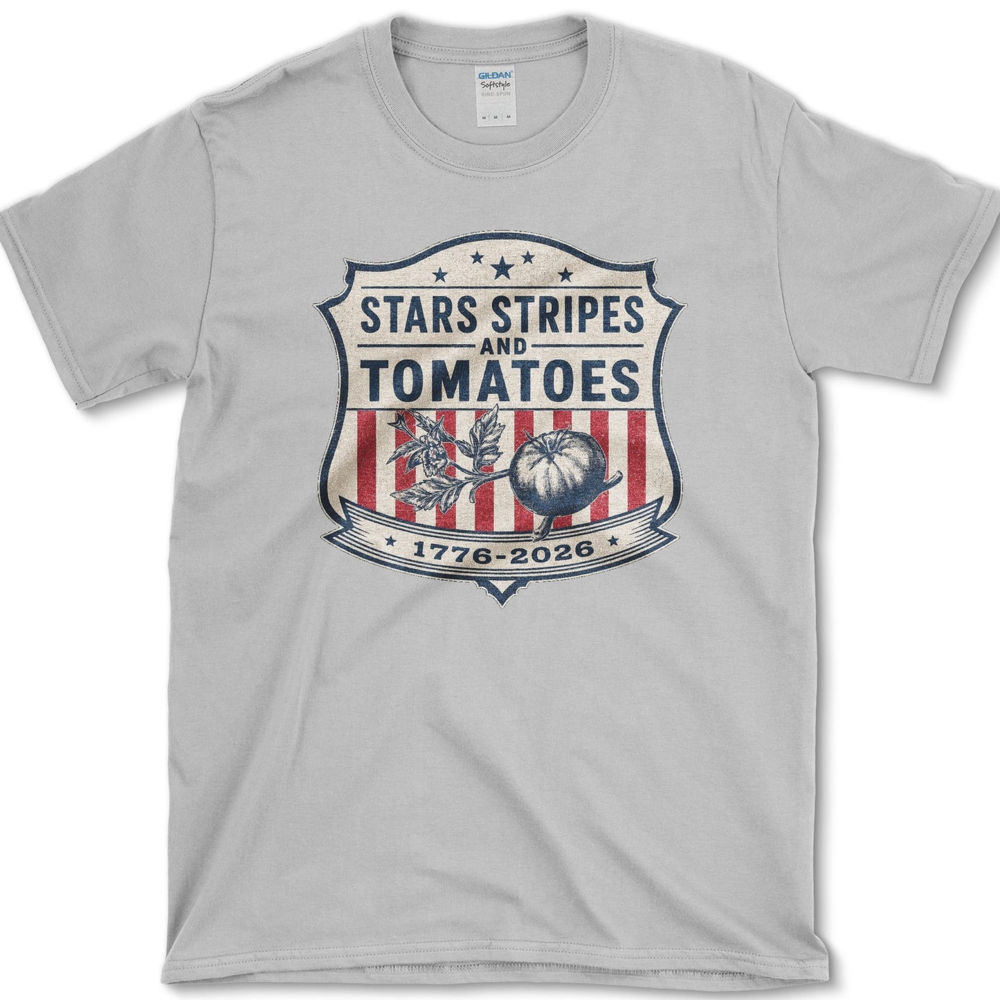 Stars Stripes Tomatoes T-Shirt S / Sport Grey Essential Tees