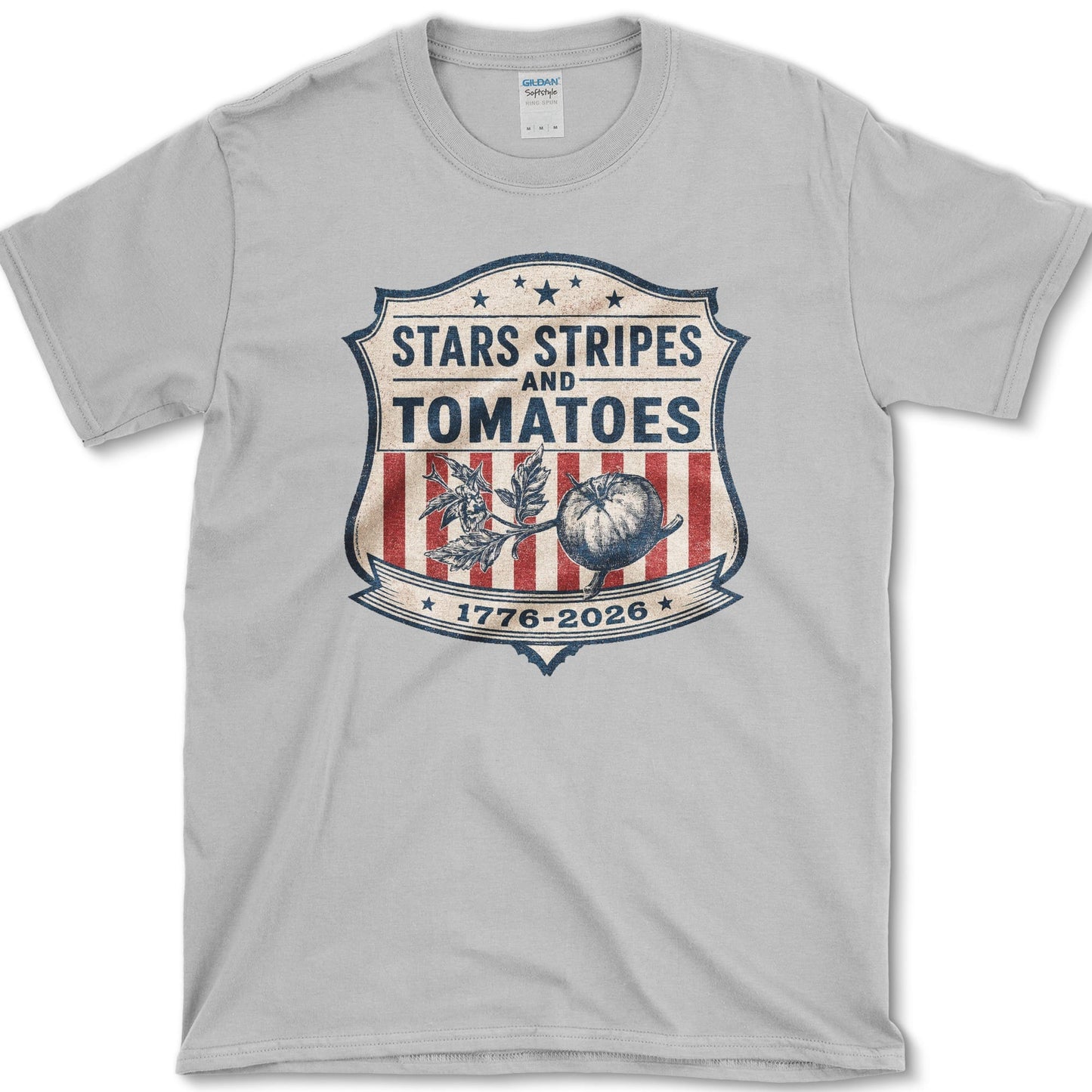 Stars Stripes Tomatoes T-Shirt S / Sport Grey Essential Tees