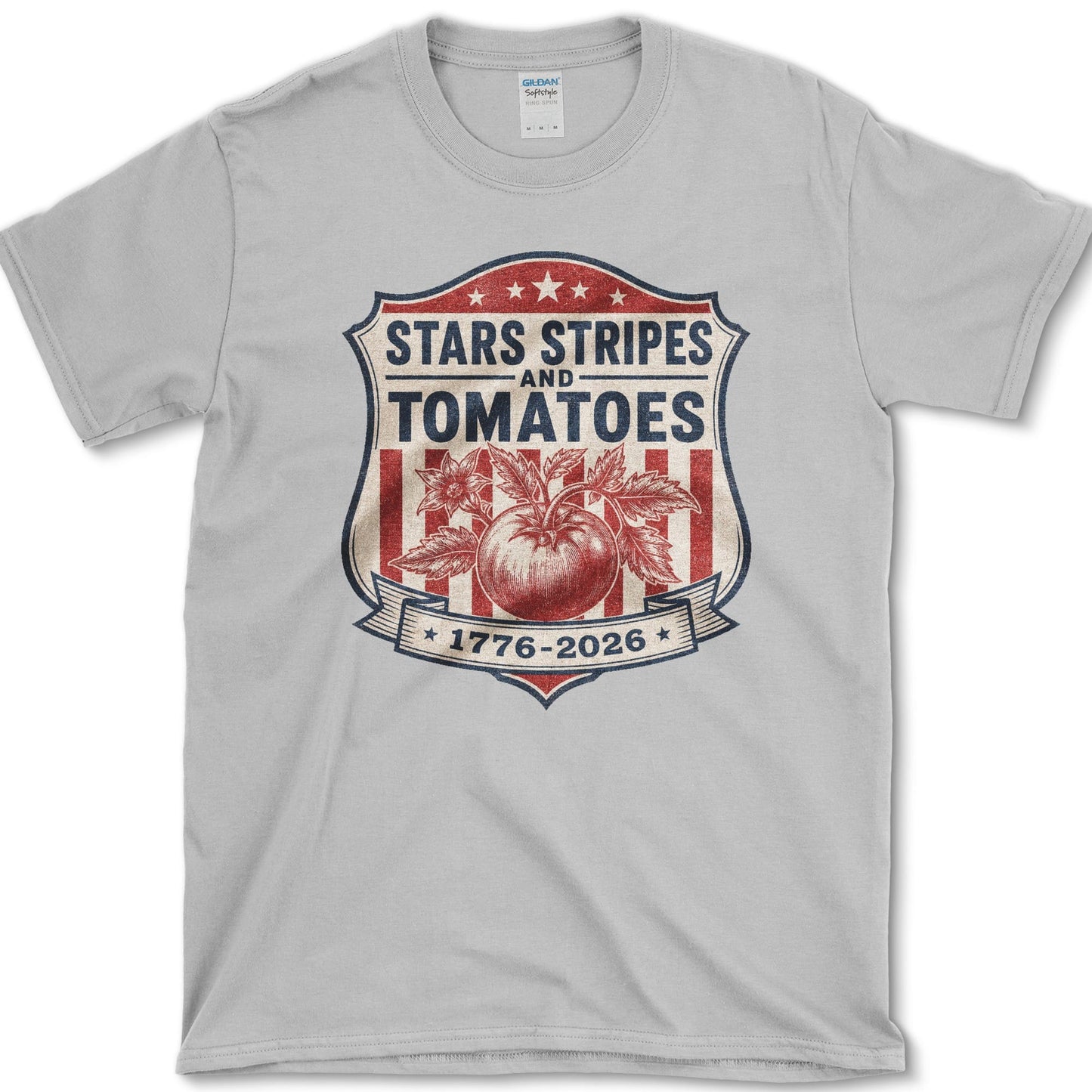 Stars Stripes Tomatoes T-Shirt S / Sport Grey Essential Tees