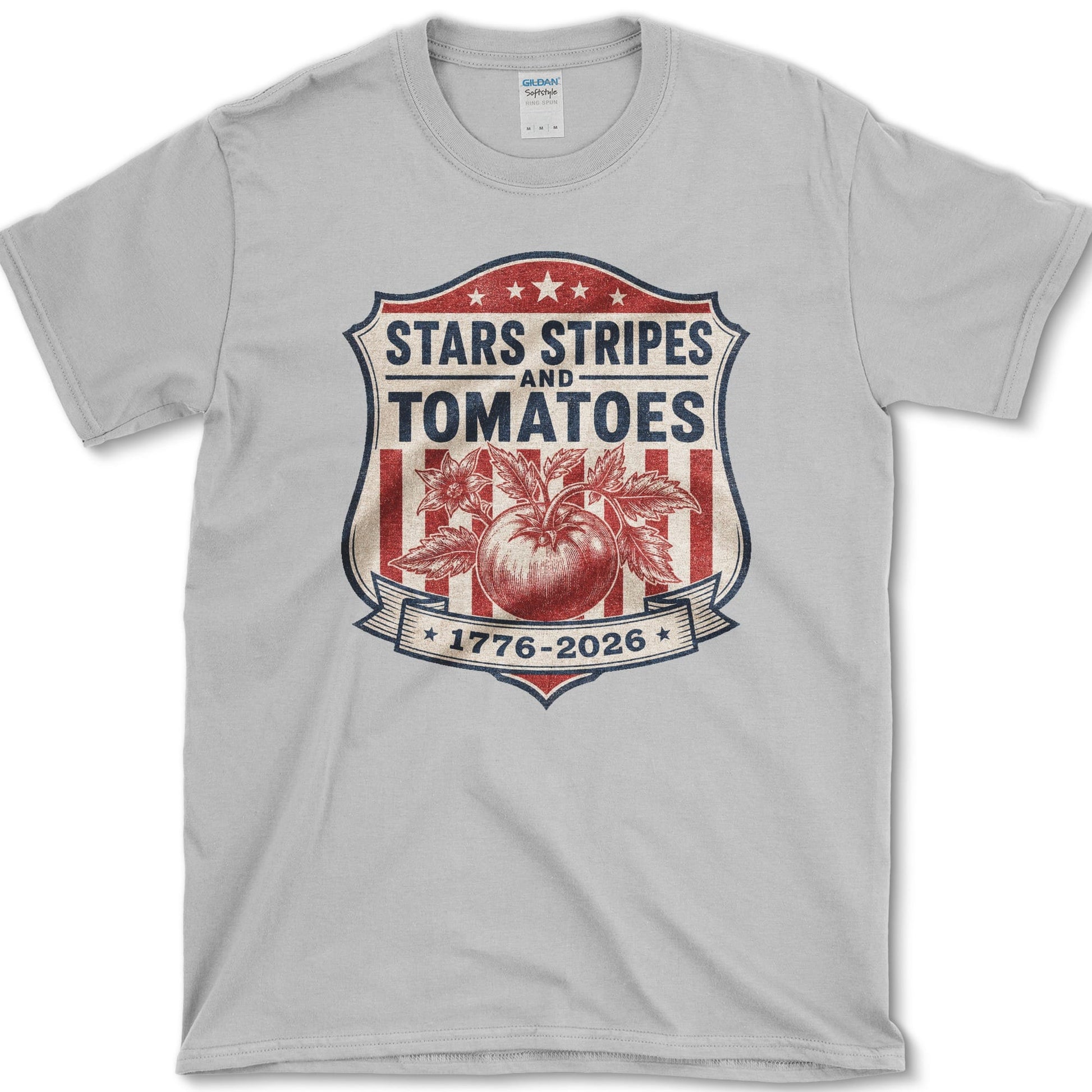 Stars Stripes Tomatoes T-Shirt S / Sport Grey Essential Tees