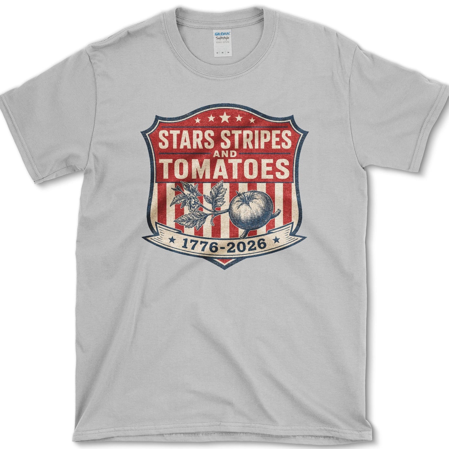 Stars Stripes Tomatoes T-Shirt S / Sport Grey Essential Tees