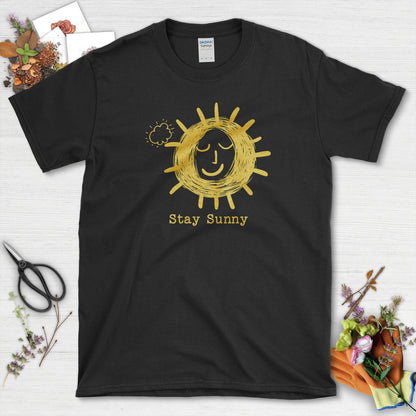 Stay Sunny Sun & Cloud T-Shirt Black / S T-Shirt