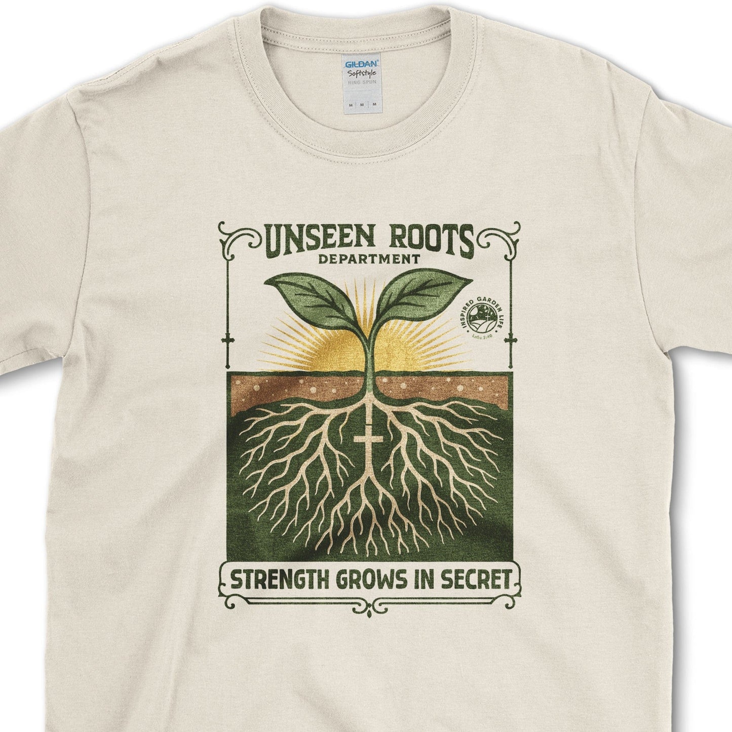 Strength Grows in Secret T-Shirt Essential Tees / S / Natural Physical Item