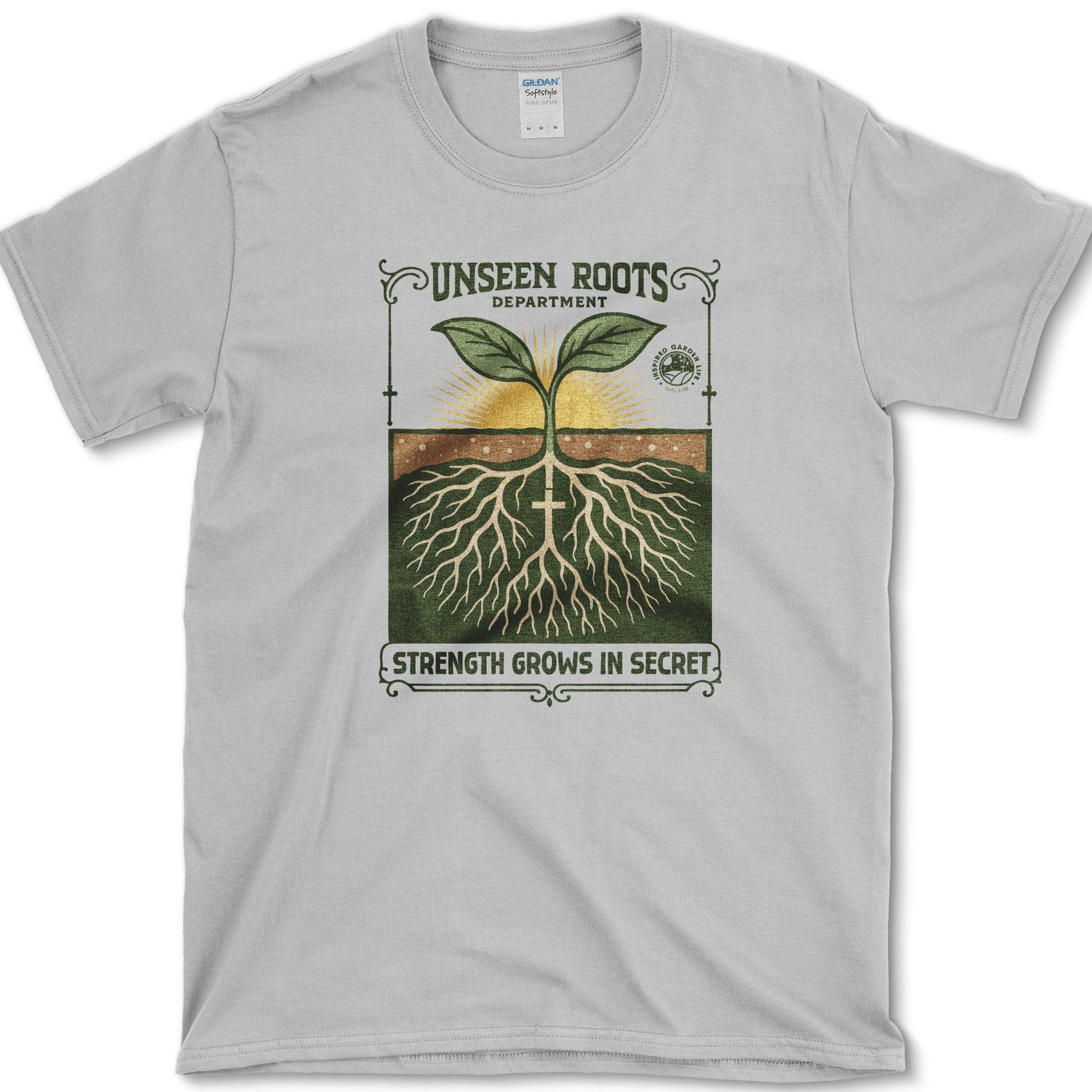 Strength Grows in Secret T-Shirt Essential Tees / S / Sport Grey Physical Item