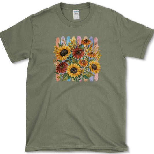 Sunflower Bouquet T-Shirt S / Military Green Essential Tees